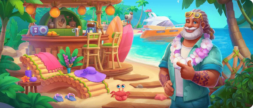 A character on the beach near the rest-place